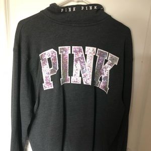 VS pink quarter zip.